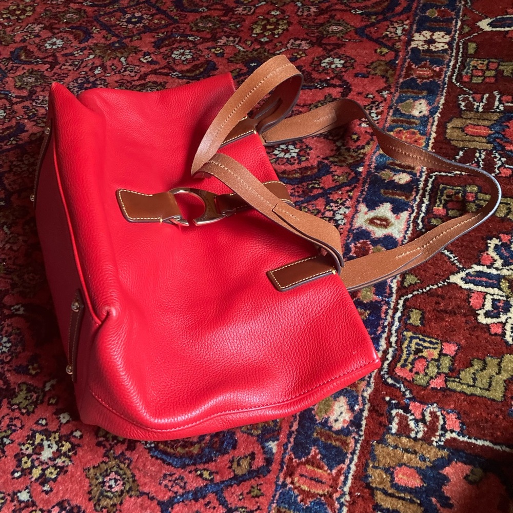 Dooney & Bourke Red Leather Tote Bag - Picture 3 of 12